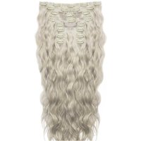 18 Beach Wave Double Hair Set Clip Extensions Silver"