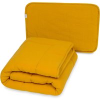 Musztardowa kołdra i poduszka 100x135+40x60 Muślin
