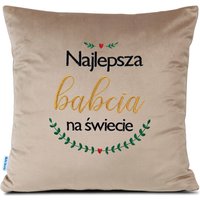 Poduszka 40x40 haftowana Najlepsza babcia na świecie jasnobeżowa