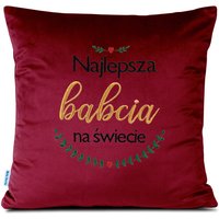 Poduszka 40x40 haftowana Najlepsza babcia na świecie bordowa