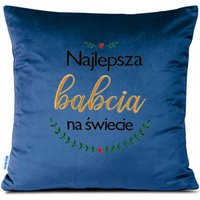 Poduszka 40x40 haftowana Najlepsza babcia na świecie granatowa