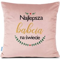 Poduszka 40x40 haftowana Najlepsza babcia na świecie jasnoróżowa