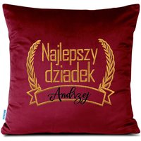 Poduszka 40x40 haftowana Najlepszy dziadek z imieniem do wpisania - bordowa