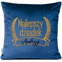 Poduszka 40x40 haftowana Najlepszy dziadek z imieniem do wpisania - granatowa
