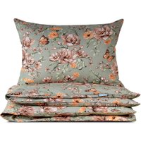 Pościel 150x200 bawełniana Królowa Magnolia na zieleni z torbą