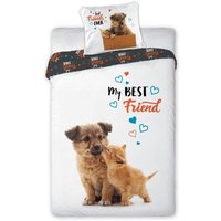 Pościel 140x200 Best Friends Pies i Kot - bawełna