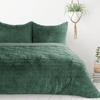 Pościel 220x200 włochata ciemnozielona imitacja futra Tiffany Eurofirany