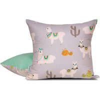 Poszewka 45x45 szara Lamy w krainie kaktusów