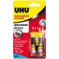 Uhu Sekundenkleber 3 x 1 g minis gel in praktischer Box Uhu Sekundenkleber 3 x 1 g minis gel in praktischer Box
