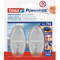 Tesa Selbstklebehaken Chrom glänzend oval 2 Stück mit 4 x Powerstrips Large Tesa Selbstklebehaken Chrom glänzend oval 2 Stück mit 4 x Powerstrips Large