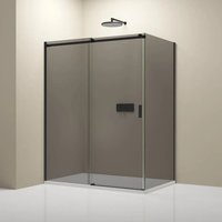 Bernstein Eckdusche mit Schiebetür NT806 FLEX Graues Glas Schwarz Matt 6mm 100cm Seitenwand 100cm Seitenwand 100cm Schiebetür