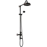PaulGurkes Duschsystem Nostalgie Schwarz Regendusche Set