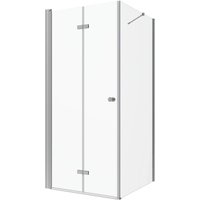 Aquabatos Eckdusche Falttür mit Seitenwand Duschkabine Eckeinstieg Rahmenlos 85 x 80 cm Duschwand Höhe 187 cm aus 5 mm ESG Sicherheitsglas