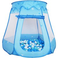 Relaxdays Bällebad Polyester Blau mit 100 Bällen 95 cm x 118 cm x 118 cm
