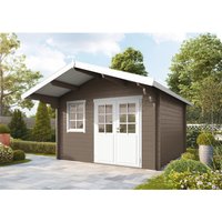 Wolff Finnhaus Holz-Gartenhaus/Gerätehaus Lisa 44-B Hellgrau 444,6 cm x 530 cm Anbaudach - 10.38 qm Wolff Finnhaus Holz-Gartenhaus/Gerätehaus Lisa 44-B Hellgrau 444,6 cm x 530 cm Anbaudach - 10.38 qm