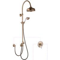 PaulGurkes Duschsystem Messing Bronze Antik Regendusche Set Unterputz Aufputz