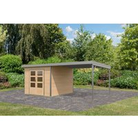 Karibu Gartenhaus Domingo A m. Anbaudach Naturbelassen/Grau 218,5 x 270 x 270 cm – 5.9 qm Karibu Gartenhaus Domingo A m. Anbaudach Naturbelassen/Grau 218,5 x 270 x 270 cm – 5.9 qm