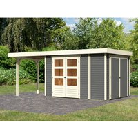 Karibu Gartenhaus Set Retola 4 Terragrau mit Anbaudach 240 cm Breit 5,76 m² – 5.11 qm Karibu Gartenhaus Set Retola 4 Terragrau mit Anbaudach 240 cm Breit 5,76 m² – 5.11 qm