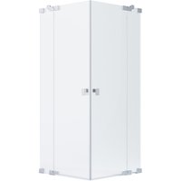 Schöner Wohnen Eckdusche 2 Drehtüren u. Festteile Silbermatt 100 x 90 x 200 cm