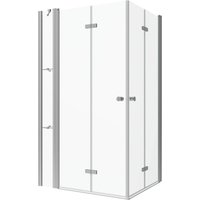 Aquabatos Eckdusche 100 x 80 x 187 cm Duschkabine Bad Duschabtrennung Rechteck Badezimmer Duschwand Eckeinstieg mit Eckregale 5 mm ESG Schiebetür