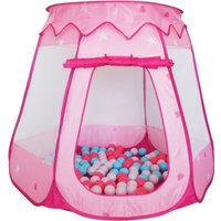 Relaxdays Bällebad Polyester Rosa mit 100 Bällen 95 cm x 118 cm x 118 cm