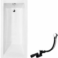KOLMAN Rechteckbadewanne 140 x 70 cm mit Kopfstütze KODI inkl. Ablauf und Füße