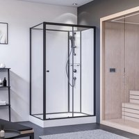 Breuer Komplettdusche Anschlag Rechts 120 cm x 90 cm Schwarz Matt