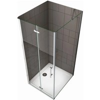 Duschparadies Duschkabinen Eckig 90 x 100 x 195cm Falttür x Seitenwand 6mm Nano Glas Duschtür Drehtür Eckdusche