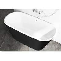Duschparadies Badewanne Freistehende Acrylbadewanne Acrylwanne Mit Siphon Set 150 x 72 x 60cm Schwarz