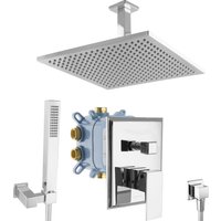 PaulGurkes Regendusche Duschsystem Grundkörper Unterputz Armatur eckig Handbrause Chrom