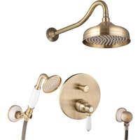PaulGurkes Regendusche Bronze Retro Unterputz Duschsystem Antik 2-Wege Armatur