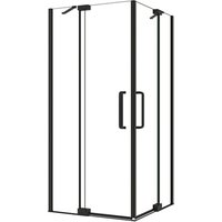 Duschparadies Duschkabine Eckeinstieg 120 x 120 cm Drehtür 8mm Nano Glas Duschtür Duschabtrennung Höhe 195cm Eckdusche Schwarzrahmen