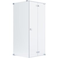 Schöner Wohnen Eckdusche Drehfalttür und Wand L Silbermatt 80 x 80 x 200 cm