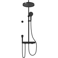 Emke Duschsystem Regendusche Mattschwarz LED Anzeige Glasablage Duschsystem mit 3+1 Elternteil und Kind Handbrause