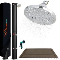 CCLIFE Solardusche Gartendusche 60L mit WPC-Bodenplatte und Handbrause