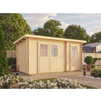 Fjordholz Pultdach Gartenhaus Modell Ezra 2H Farblos Imprägniert – 9.63 qm Fjordholz Pultdach Gartenhaus Modell Ezra 2H Farblos Imprägniert – 9.63 qm