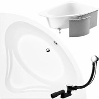 KOLMAN Eckbadewanne 130 x 130 cm mit Styroporverkleidung inkl. Ablauf und Füße