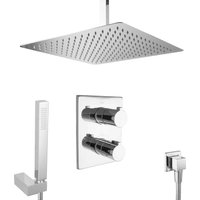 PaulGurkes Dusch Set 40cm Unterputz Regendusche mit Thermostat