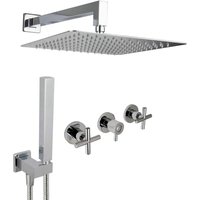 PaulGurkes Regendusche 30cm unterputz mit Wandarm Komplett Set Messing