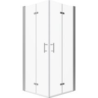 Aquabatos Eckeinstieg mit Falttüren Duschkabine 75x90x90 cm Badezimmer Duschabtrennung Eckdusche Rechteck Nano Beschichtung Glastür
