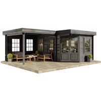 Alpholz Gartenhaus Set 5-Eck Pepe Imprägniert Grau 618x462cm inkl. Dacheindeckung und Fußboden – 14.58 qm Alpholz Gartenhaus Set 5-Eck Pepe Imprägniert Grau 618x462cm inkl. Dacheindeckung und Fußboden – 14.58 qm
