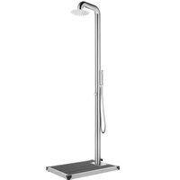 vidaXL Gartendusche mit Grauer Bodenplatte 230 cm Edelstahl 3070784