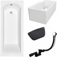 KOLMAN Rechteckbadewanne 170 x 70 cm mit Kopfstütze KODI inkl. Ablauf und Füße