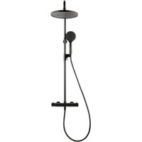 Swiss Aqua Technologies Duschsystem Rainbrause Duscharmatur Regendusche 25,4CM mit Thermostatarmatur Schwarz Matt
