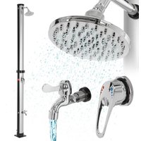 ML-Design Solardusche 20L 210cm Rund mit Fußdusche Regenduschkopf Silber-Schwarz