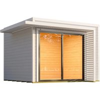 Weka Gartenhaus Amberley Doppelschiebetür Grau-Weiß 300 cm x 300 cm – 8.16 qm Weka Gartenhaus Amberley Doppelschiebetür Grau-Weiß 300 cm x 300 cm – 8.16 qm