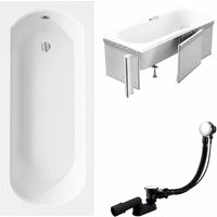 KOLMAN Rechteckbadewanne 150 x 75 cm mit Styroporverkleidung inkl. Ablauf und Füße