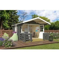 Lasita Gartenhaus Lola 2 Grau-Grün 300 cm x 300 cm – 7.35 qm Lasita Gartenhaus Lola 2 Grau-Grün 300 cm x 300 cm – 7.35 qm