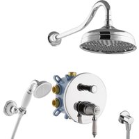 PaulGurkes Nostalgie Duschsystem Set Komplett Regendusche mit Grundkörper