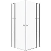 Aquabatos Badezimmer Duschtür Eckeinstieg 105 x 115 x 197cm Chromoptik Eckdusche Duschkabine mit Festteil und Duschablage 6mm ESG mit Nanobeschichtung